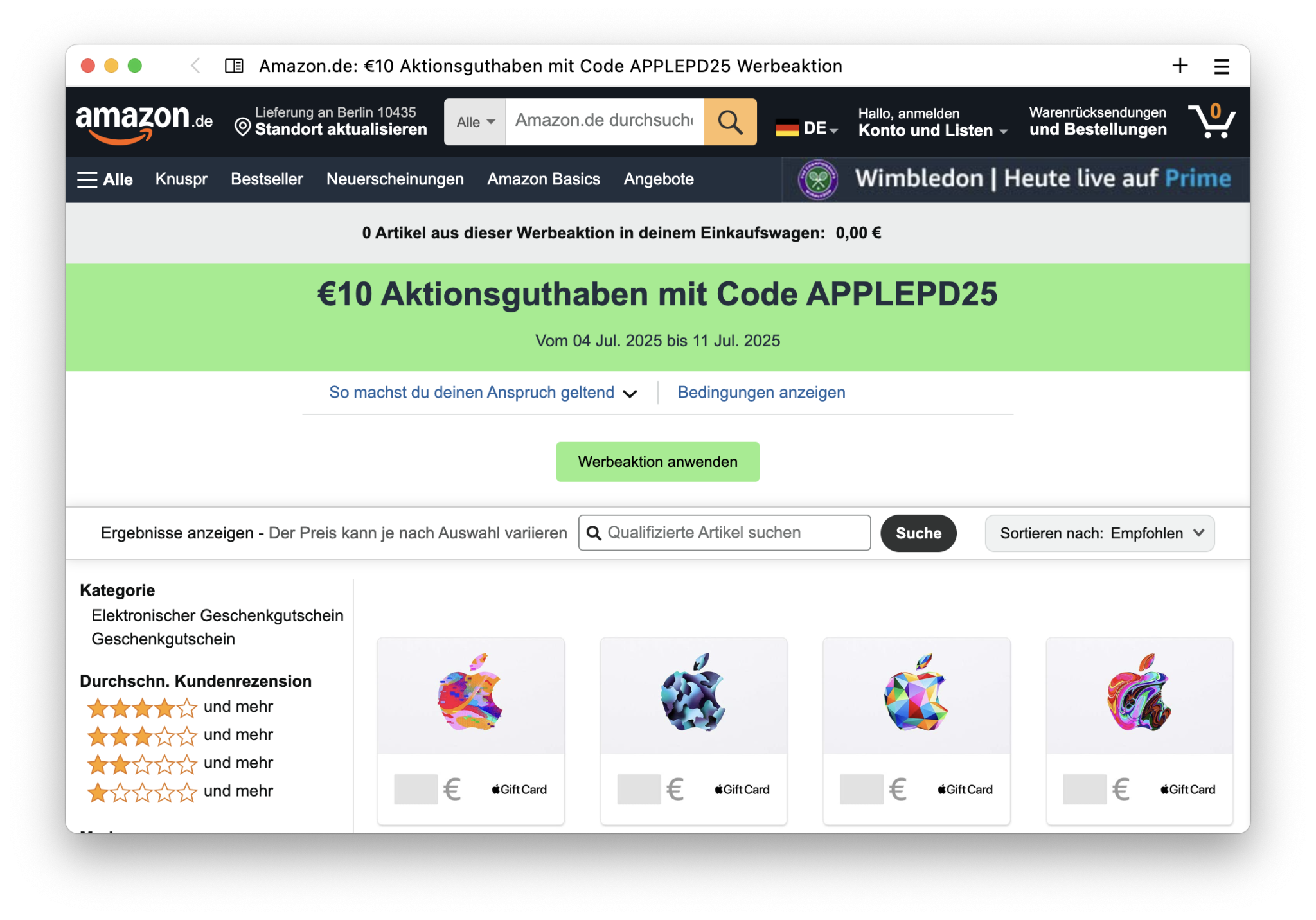 10 Euro Bonus auf Apple‑Guthaben und günstige AirPods 4 – Amazon lockt Prime‑Kunden